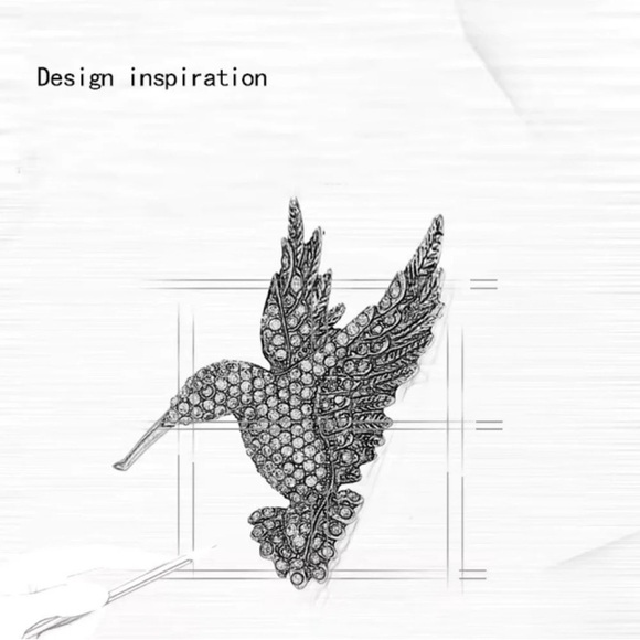 Anthropologie Hummingbird Red Crystal Pin Brooch - Picture 5 of 7